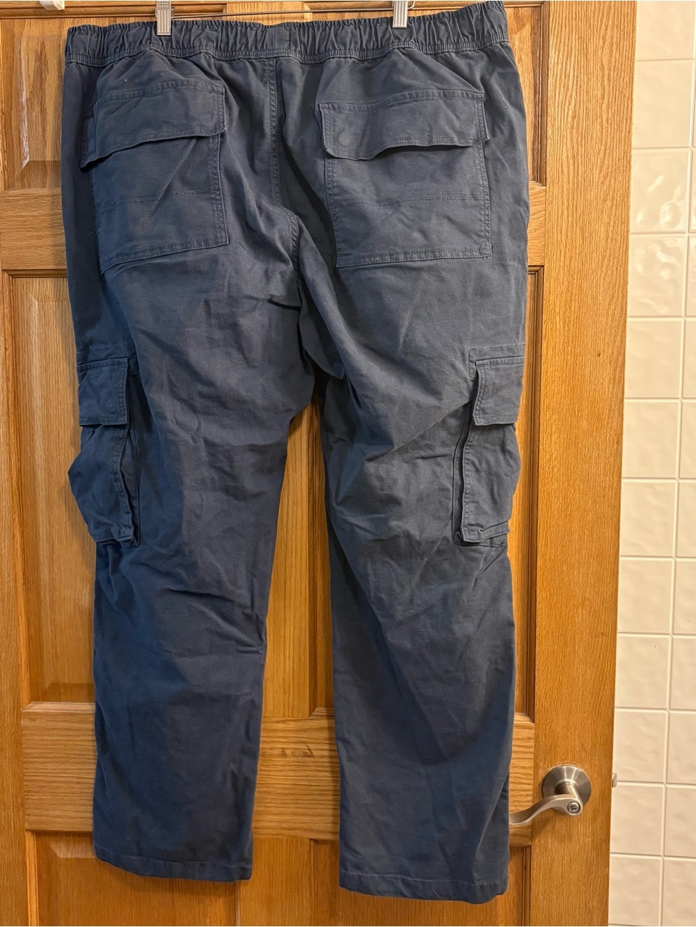 Mutual Weave Men’s Relaxed Fit Cargo Pants Blue Size 3XL 44X32 - Elastic Waist - Picture 3 of 7